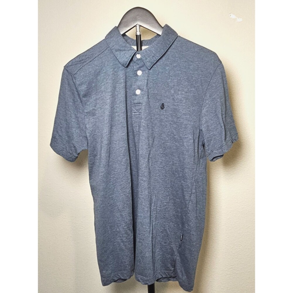 Volcom Polo Shirt Mens Large Slate Blue Short Sleeve Collared Casual Skate Surf